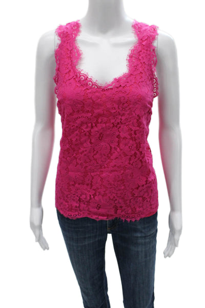 Joie Womens Basic Floral V-Neck Sleeveless Tank Pink Nylon Size S