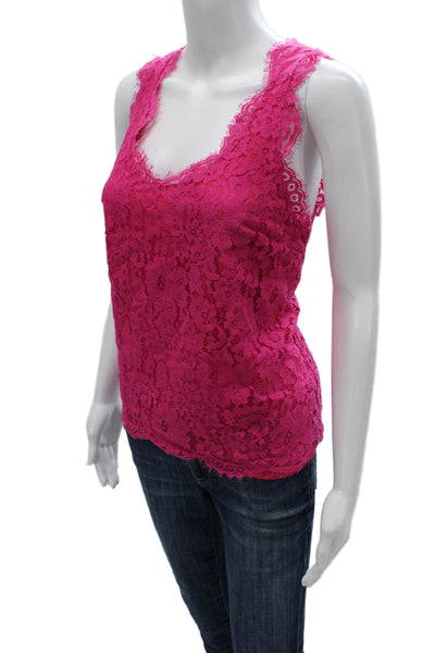 Joie Womens Basic Floral V-Neck Sleeveless Tank Pink Nylon Size S