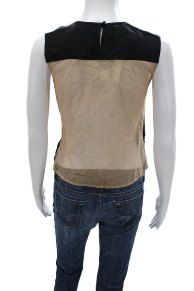 Dries Van Noten Women Black Floral V-Neck Sleeveless Blouse Size 38