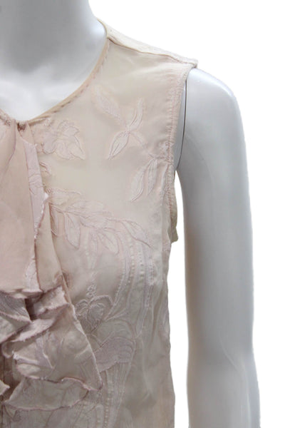 Dries Van Noten Women Basic Blouse Pink V-Neck Sleeveless Poly Blend Size 38