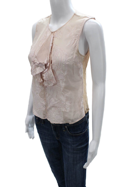 Dries Van Noten Women Basic Blouse Pink V-Neck Sleeveless Poly Blend Size 38