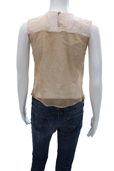 Dries Van Noten Women Basic Blouse Pink V-Neck Sleeveless Poly Blend Size 38
