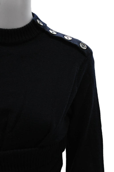 Zara Women Blue Wool Blend Mock Neck Pullover Sweater Long Sleeve Size S