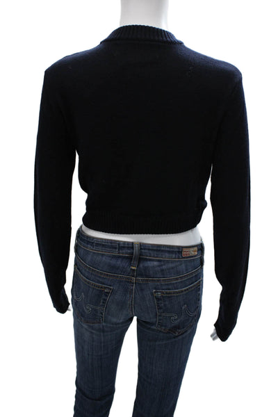 Zara Women Blue Wool Blend Mock Neck Pullover Sweater Long Sleeve Size S