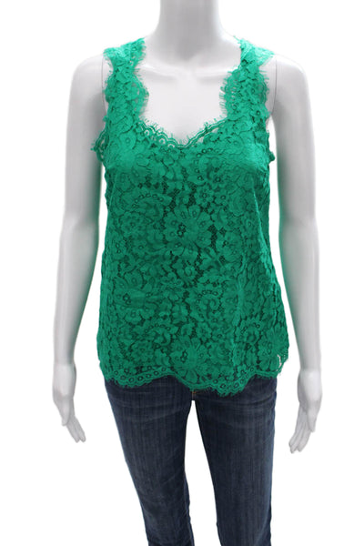 Joie Womens Floral Camisole V Neck Nylon Green Sleeveless Size XS