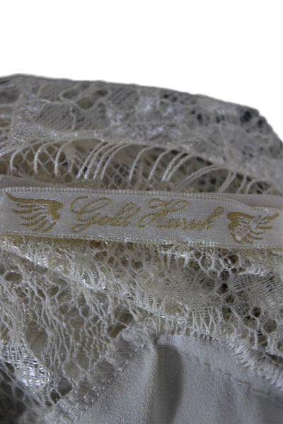 Gold Hawk Womens Basic Lace Sleeveless Round Neck Ivory Blouse Size S