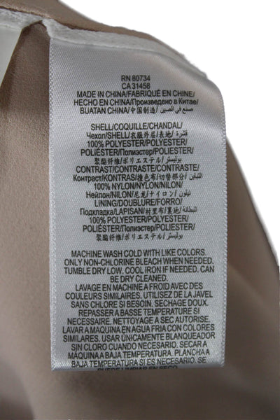 BCBGMAXAZRIA Womens Tunic Tank Beige V Neck Sleeveless Polyester Size 2XS