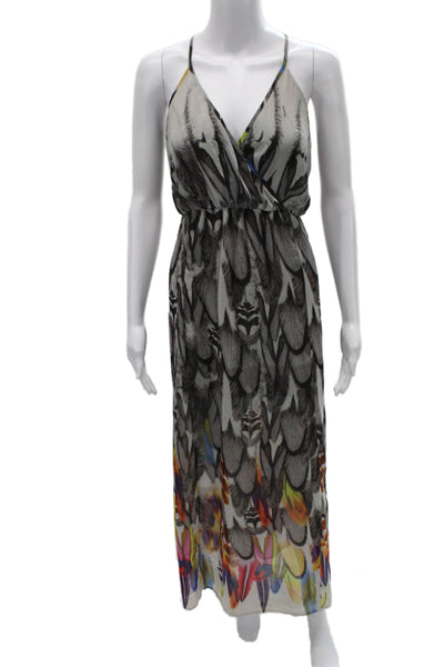 Traffic People Womens Multicolor Animal Print Maxi Dress Sleeveless VNeck Size S