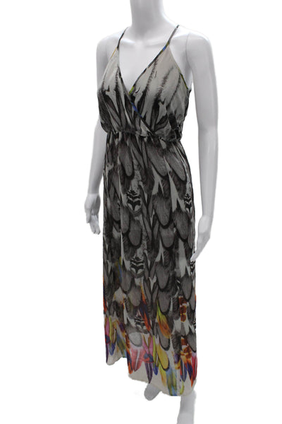 Traffic People Womens Multicolor Animal Print Maxi Dress Sleeveless VNeck Size S