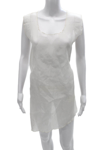 Wear In Good Health Womens Slip Dress White Silk Scoop Neck Sleeveless Size 10
