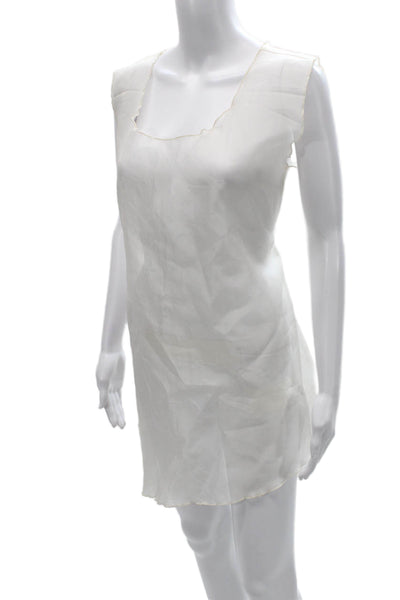 Wear In Good Health Womens Slip Dress White Silk Scoop Neck Sleeveless Size 10