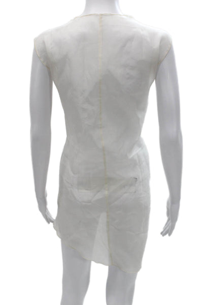 Wear In Good Health Womens Slip Dress White Silk Scoop Neck Sleeveless Size 10