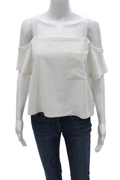 T Alexander Wang Women Blouse White Square Neck Short Sleeve Size 0