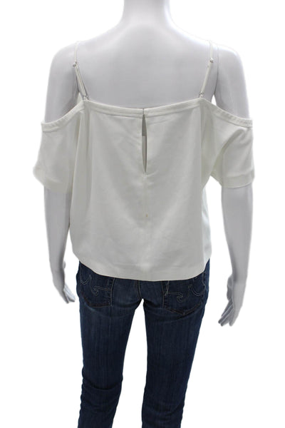 T Alexander Wang Women Blouse White Square Neck Short Sleeve Size 0