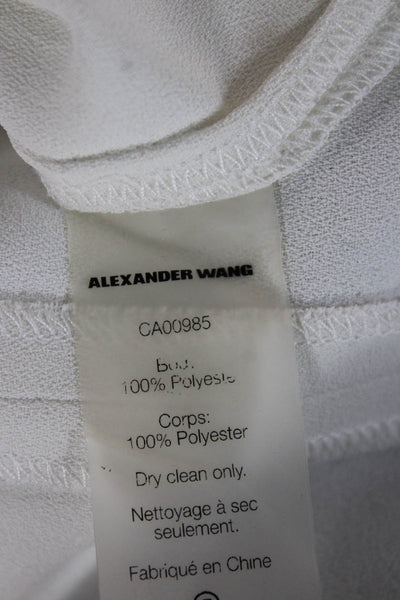 T Alexander Wang Women Blouse White Square Neck Short Sleeve Size 0
