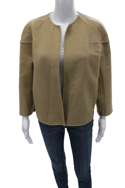 Michael Kors Womens Beige Wool Basic Jacket 3/4 Sleeve Size 4