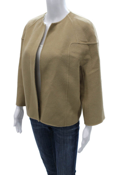 Michael Kors Womens Beige Wool Basic Jacket 3/4 Sleeve Size 4