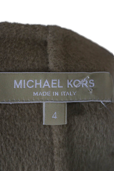 Michael Kors Womens Beige Wool Basic Jacket 3/4 Sleeve Size 4