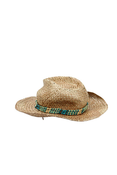 Sun N Sand Unisex Adults Woven Beaded Band Cowboy Hat Beige Size OS
