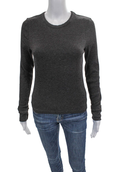 Agolde Womens Basic Knit Long Sleeve Crew Neck T-Shirt Gray Size M