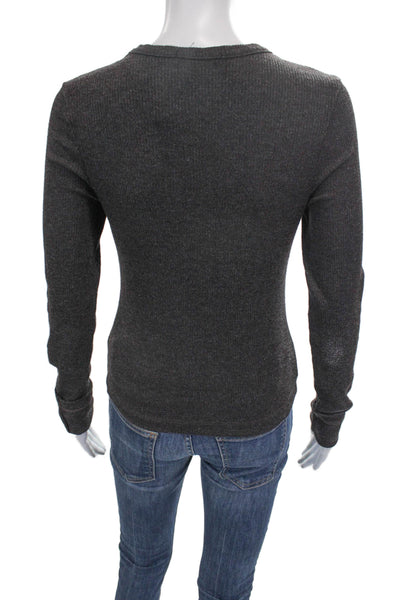 Agolde Womens Basic Knit Long Sleeve Crew Neck T-Shirt Gray Size M