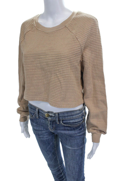 The Range Womens Beige Cotton Crew Neck Pullover Sweatshirt Long Sleeve Size S