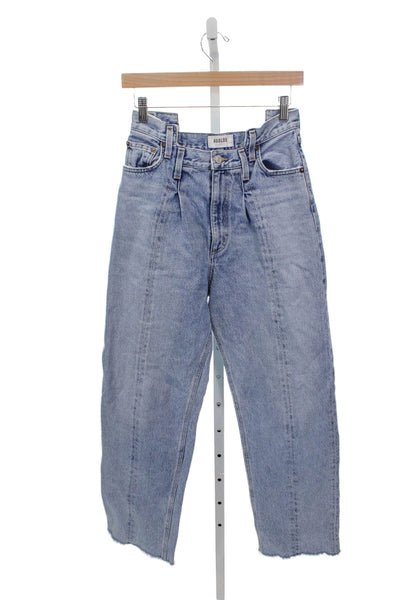 Agolde Womens Tapered Jeans High Waist Blue Cotton 28in Size 25