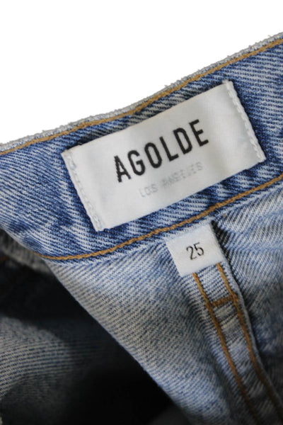 Agolde Womens Tapered Jeans High Waist Blue Cotton 28in Size 25