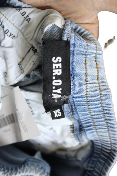 Ser.O.Ya Womens Cargo Pants Blue Cotton Mid Rise 27in Size XS