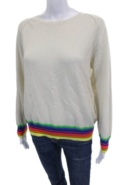 Jumper Womens Cashmere Crew Neck Pullover Sweater Ivory Long Sleeve Size 1