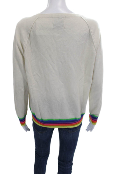 Jumper Womens Cashmere Crew Neck Pullover Sweater Ivory Long Sleeve Size 1