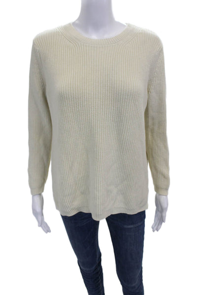 525 Womens Ivory Cotton Pullover Crewneck Long Sleeve Size S