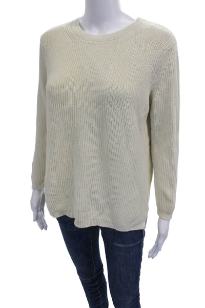 525 Womens Ivory Cotton Pullover Crewneck Long Sleeve Size S