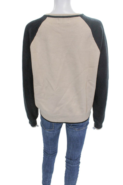 Monrow Women Beige Viscose Pullover Sweater Crew Neck Long Sleeve Size M