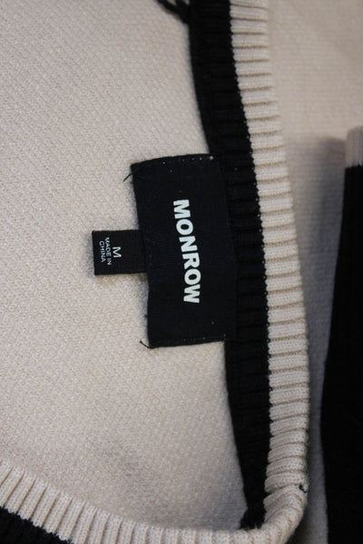 Monrow Women Beige Viscose Pullover Sweater Crew Neck Long Sleeve Size M