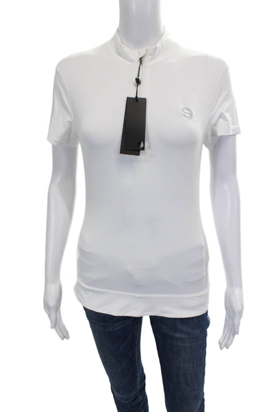 Greyson Mens Basic Polo White Mock Neck Nylon Short Sleeve Size S