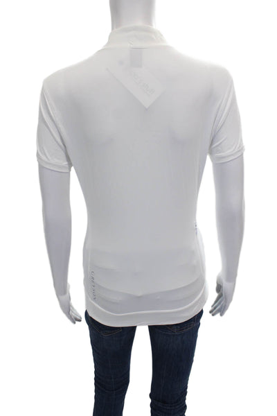 Greyson Mens Basic Polo White Mock Neck Nylon Short Sleeve Size S