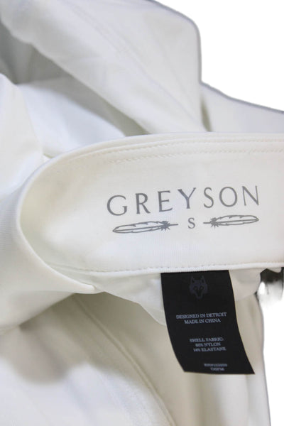 Greyson Mens Basic Polo White Mock Neck Nylon Short Sleeve Size S