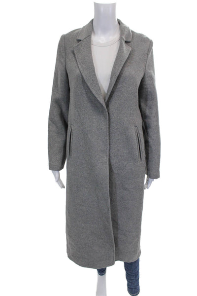 Zara Women Overcoat Gray Button Polyester Long Sleeve Size XS