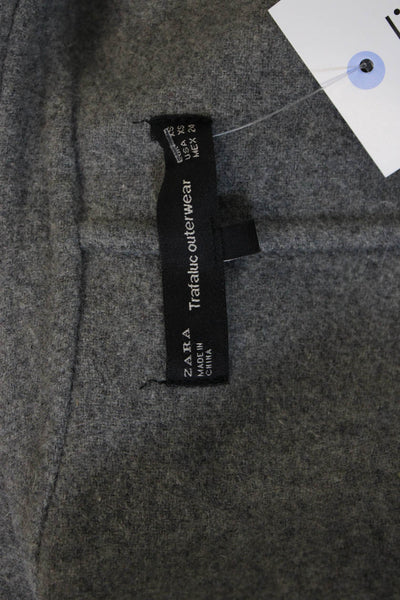 Zara Women Overcoat Gray Button Polyester Long Sleeve Size XS