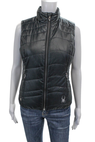 Spyder Womens Puffer Jacket Black Nylon Zip Sleeveless Size S
