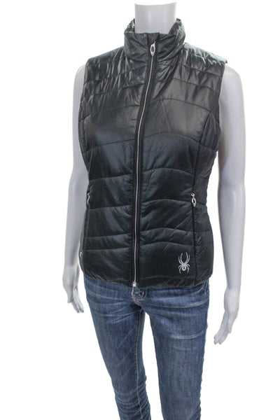 Spyder Womens Puffer Jacket Black Nylon Zip Sleeveless Size S
