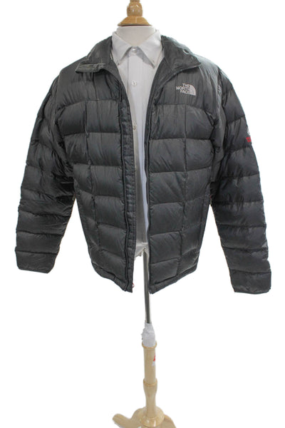 The North Face Unisex Adults Gray Nylon Puffer Jacket Size S
