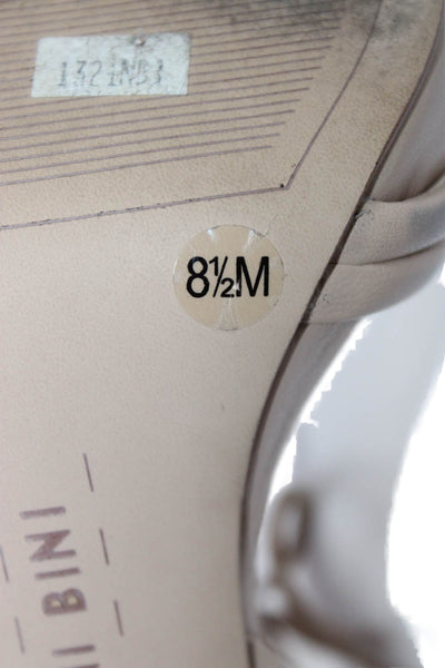 Gianni Bini Womens Leather Twist Strap Detail Heels Beige Size 8.5