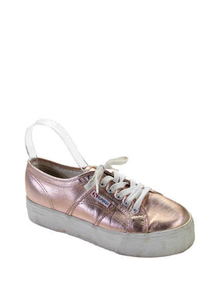 Superga Womens Metallic Platform Sneakers Pink Size 9.5
