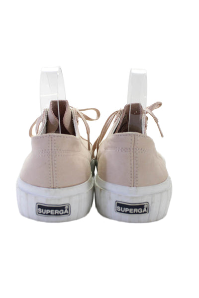 Superga Womens Leather Low Top Sneakers Light Pink Size 9