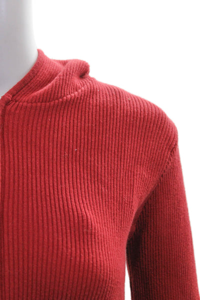 John Galt Womens Full Zip Hoodie Red Striped Cotton Size XS