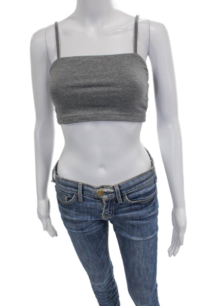Hard Tail Women Basic Gray Sleeveless Square Neck Tank 90% Cotton Size S