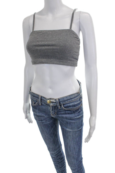 Hard Tail Women Basic Gray Sleeveless Square Neck Tank 90% Cotton Size S