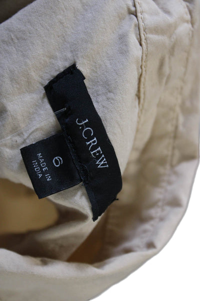 J Crew Women Basic Collared Solid Cotton Button-Up Long Sleeve Beige Size 6